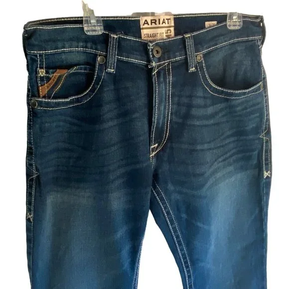 ARIAT Straight Fit Straight Leg M5 Size 34 X 30 Mens Denim Jeans - Loop Lock - Picture 2 of 16